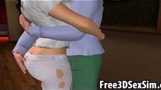 Sexy 3D cartoon brunette babe doing her dance porn video